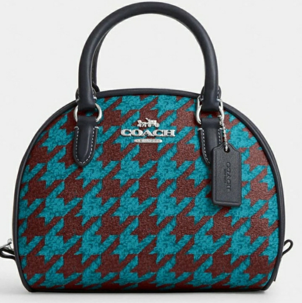 NWT COACH SYDNEY SATCHEL with HOUNDSTOOTH DESIGN CJ628 - Picture 9 of 13